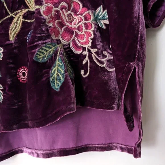 Johnny Was Nikkola Purple Velvet Boatneck Embroidered Blouse Size S - Picture 7 of 9